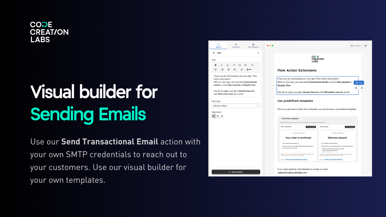Action overview inside Shopify